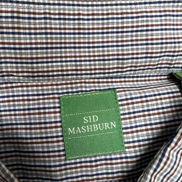 Sid Mashburn White, Navy, Brown & Grey Plaid Shirt L - Picture 3 of 4